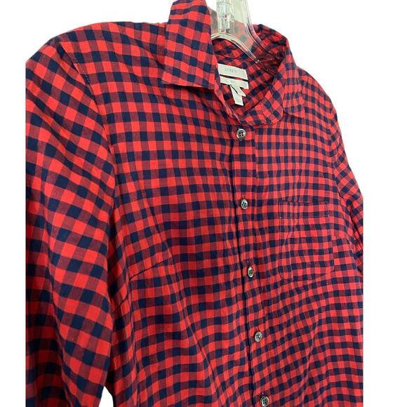 J. Crew Women's Crinkle Boy Shirt in Red Check - 00 EUC - Picture 9 of 14